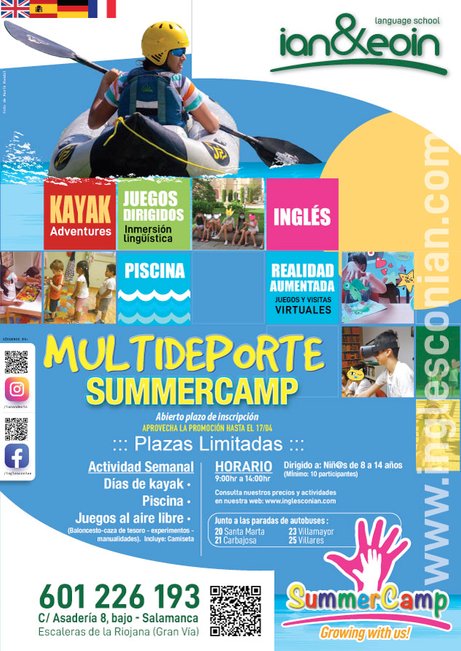 Campamento de verano, salamanca, 2023, summercamp, Actividades, kayak